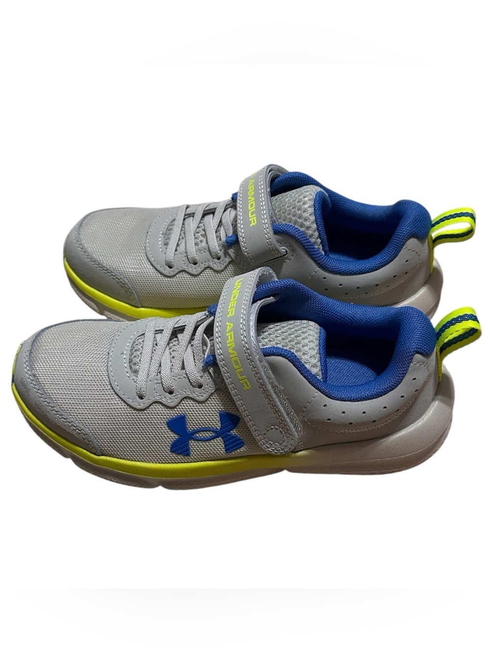Under Armour Grey, Blue & Neon Yellow Kids' Athletic Sneakers